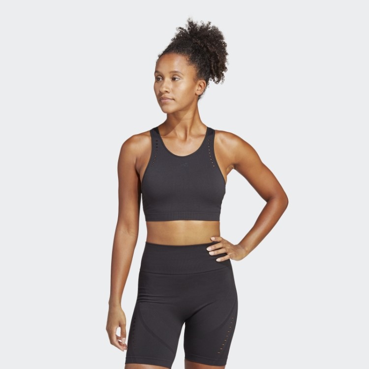Sutiã Preto Aeroknit Com Suporte Leve Adidas