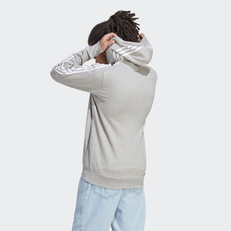 Adidas Essentials French Terry Moletom Com Capuz E Zíper Nas Três Listras Branco Hot