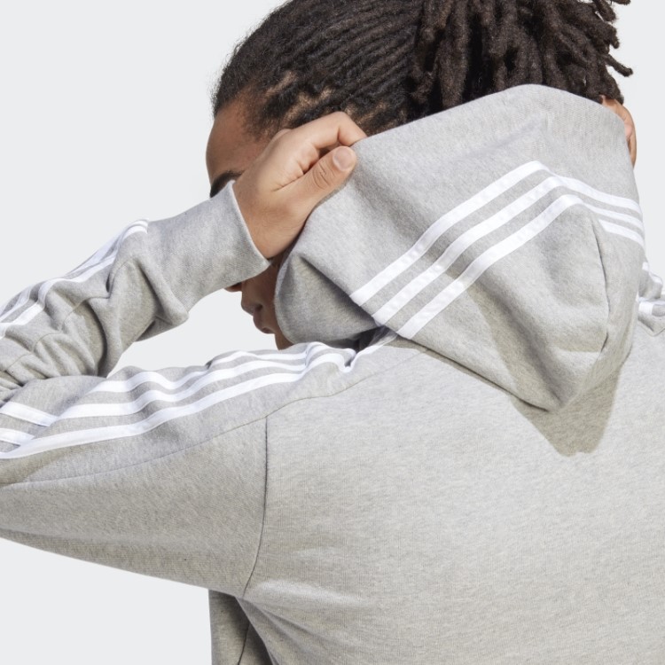 Adidas Essentials French Terry Moletom Com Capuz E Zíper Nas Três Listras Branco Hot