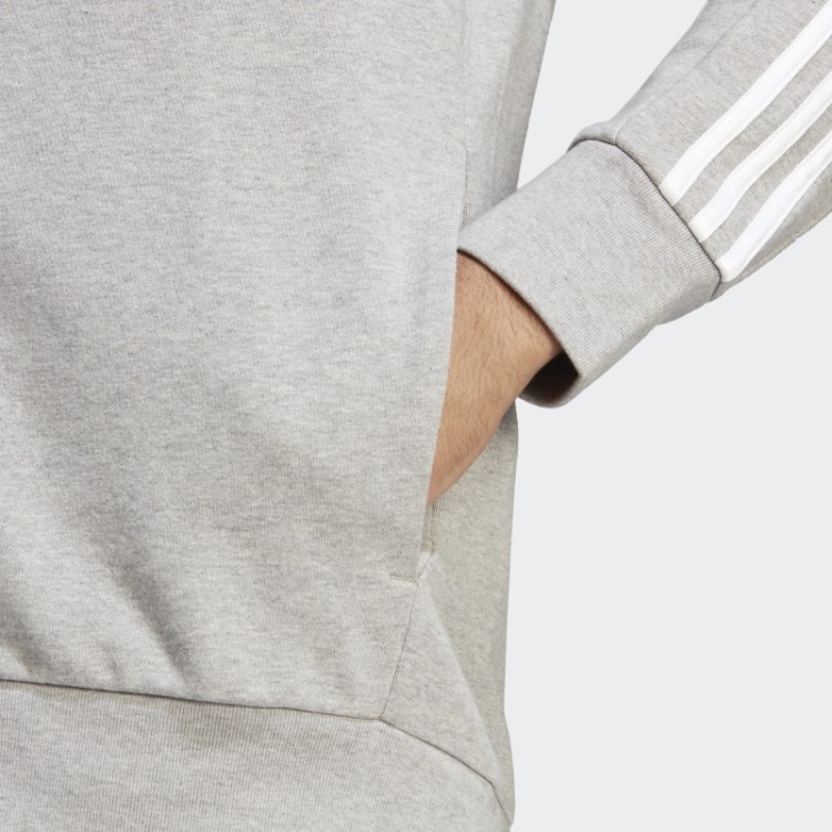 Adidas Essentials French Terry Moletom Com Capuz E Zíper Nas Três Listras Branco Hot
