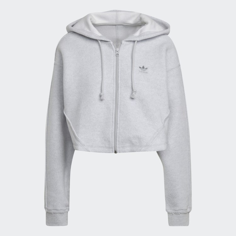 Moletom Com Capuz E Zíper Adidas Cinza Claro Urze
