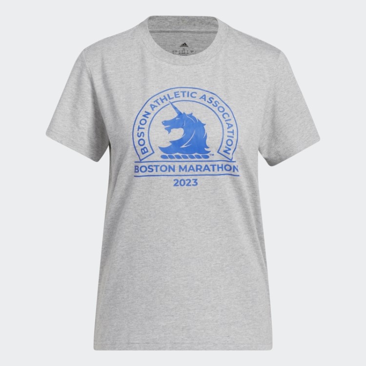 Boston Marathon 2023 Camiseta Com Logo Adidas Cinza Médio