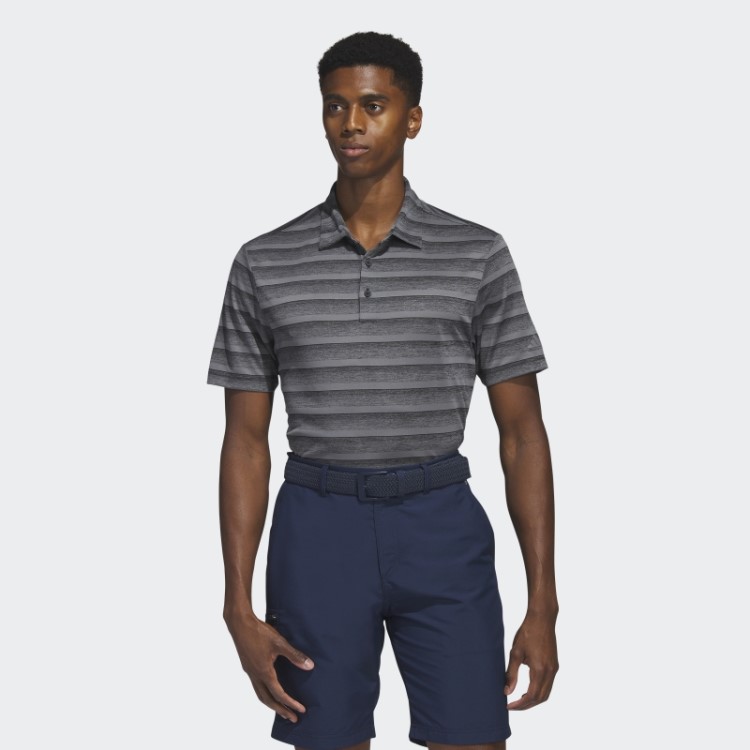 Adidas Camisa Pólo Listrada De Duas Cores Moda Cinza