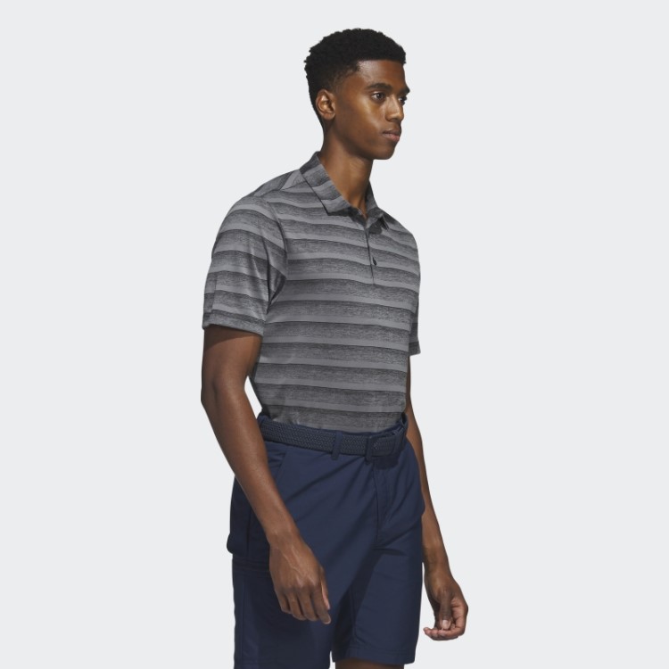 Adidas Camisa Pólo Listrada De Duas Cores Moda Cinza