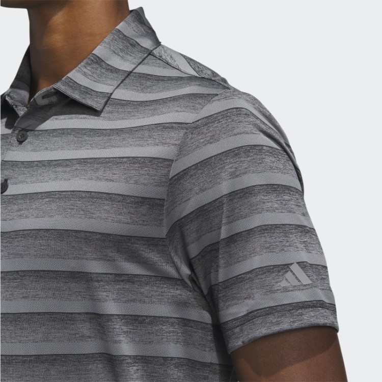 Adidas Camisa Pólo Listrada De Duas Cores Moda Cinza