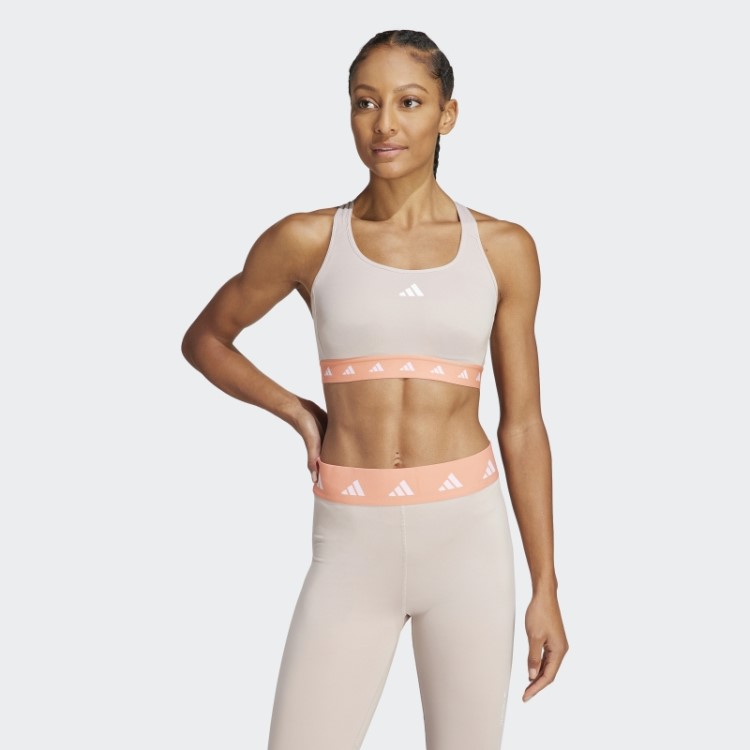 Sutiã Techfit De Suporte Médio Powerreact Adidas Taupe