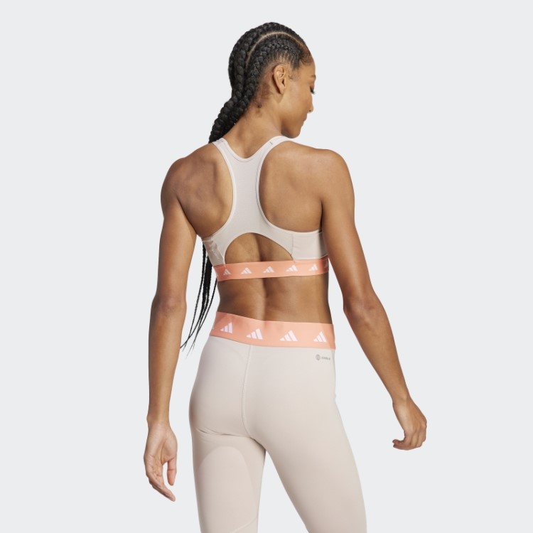 Sutiã Techfit De Suporte Médio Powerreact Adidas Taupe
