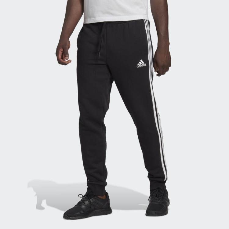 Calça De Lã Com Punho Afunilado Essencial Com As Três Listras Preta Adidas