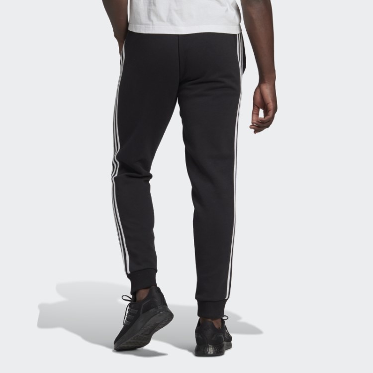 Calça De Lã Com Punho Afunilado Essencial Com As Três Listras Preta Adidas
