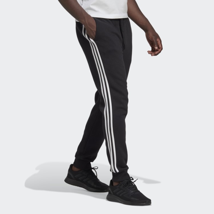 Calça De Lã Com Punho Afunilado Essencial Com As Três Listras Preta Adidas