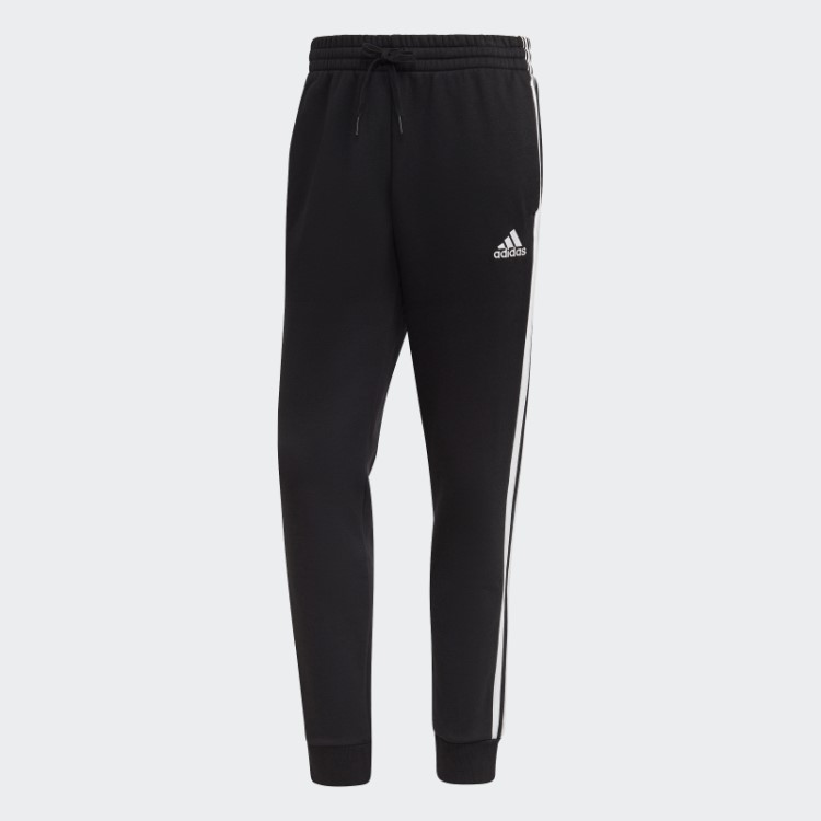 Calça De Lã Com Punho Afunilado Essencial Com As Três Listras Preta Adidas