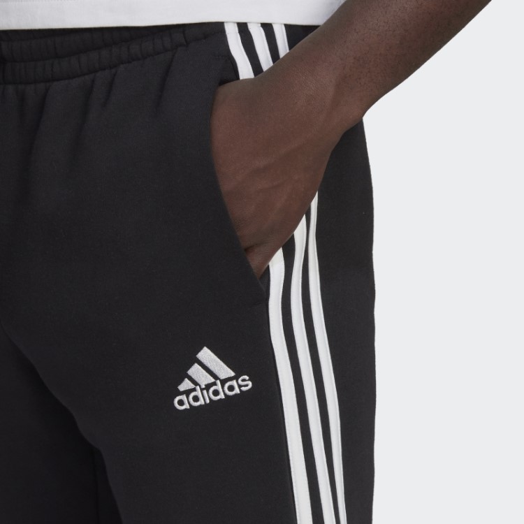 Calça De Lã Com Punho Afunilado Essencial Com As Três Listras Preta Adidas