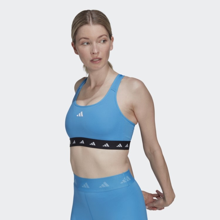 Sutiã Techfit De Suporte Médio Powerreact Azul Adidas