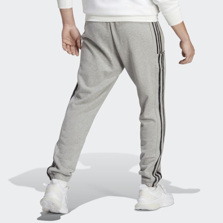 Calça Adidas Cinza Médio Essencial French Terry Com Punho Elástico E Três Listras