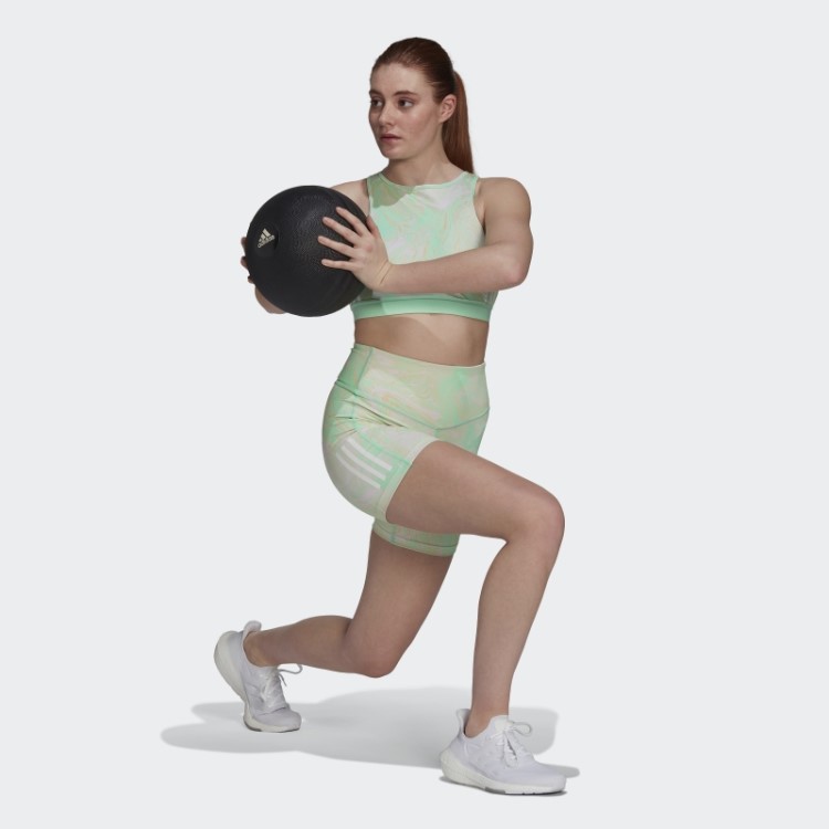 Bermuda Justa Multicolorida Hyperglam Aeroready Training Com Estampa De Mármore Adidas
