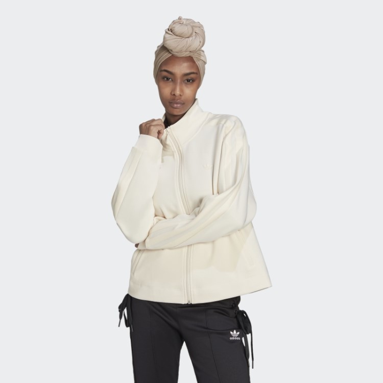 Adidas Jaqueta Branca Adicolor Contemporânea Com Listras Grossas