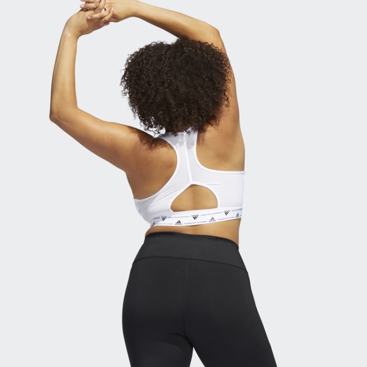 Sutiã De Treinamento De Suporte Médio Adidas Powerreact Branco Fashion (tamanho Grande)