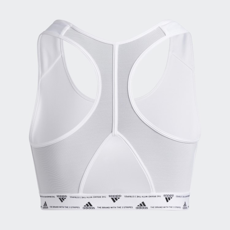 Sutiã De Treinamento De Suporte Médio Adidas Powerreact Branco Fashion (tamanho Grande)