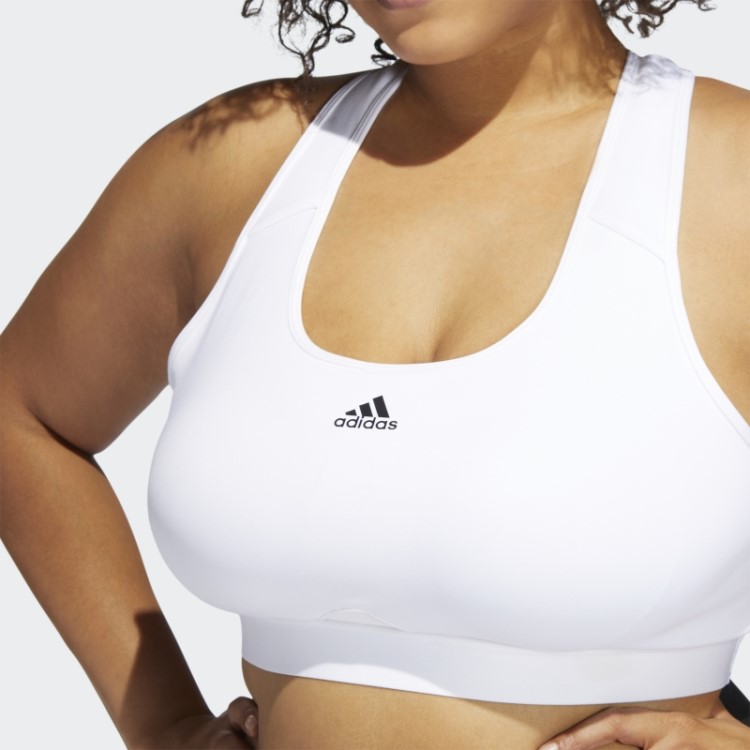 Sutiã De Treinamento De Suporte Médio Adidas Powerreact Branco Fashion (tamanho Grande)