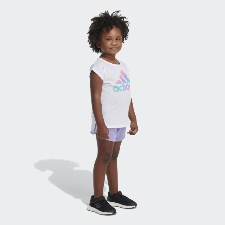 Conjunto Camiseta E Shorts Estampados Branco Adidas