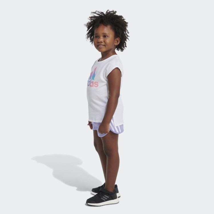 Conjunto Camiseta E Shorts Estampados Branco Adidas