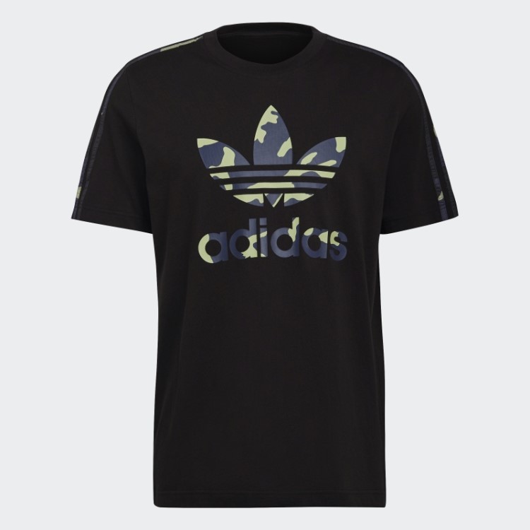 Camiseta Preta Adidas Com Estampa Camuflada