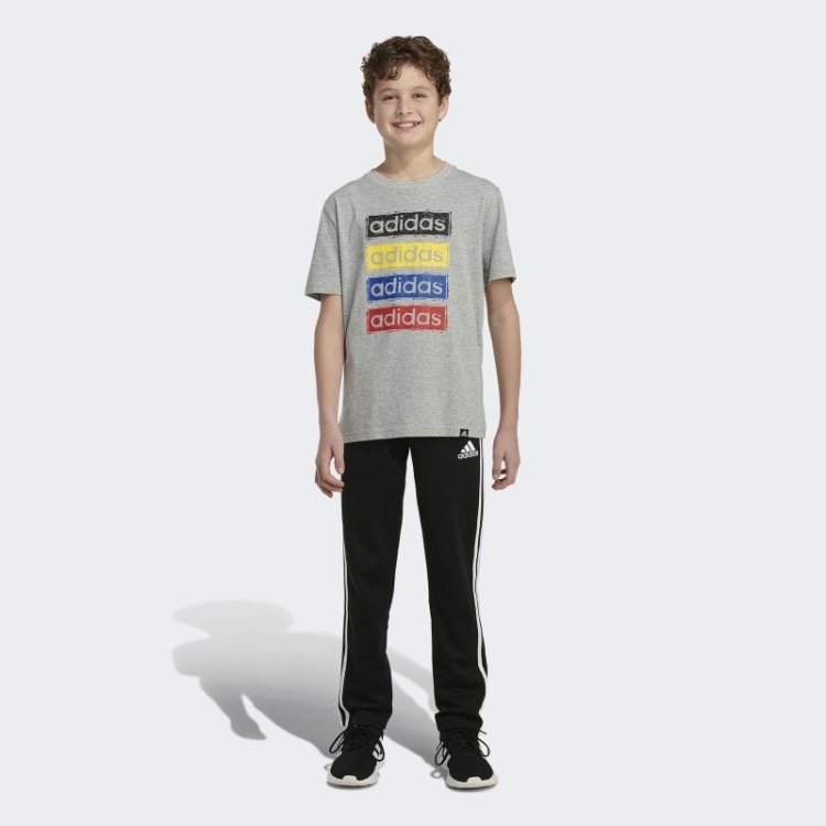 Camiseta Mesclada Linear Urze Cinza Médio Adidas