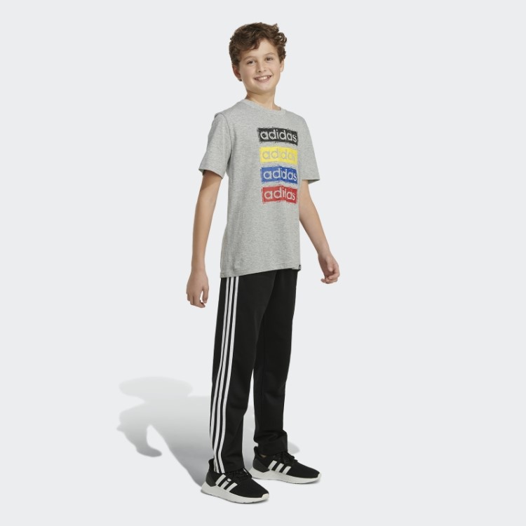 Camiseta Mesclada Linear Urze Cinza Médio Adidas