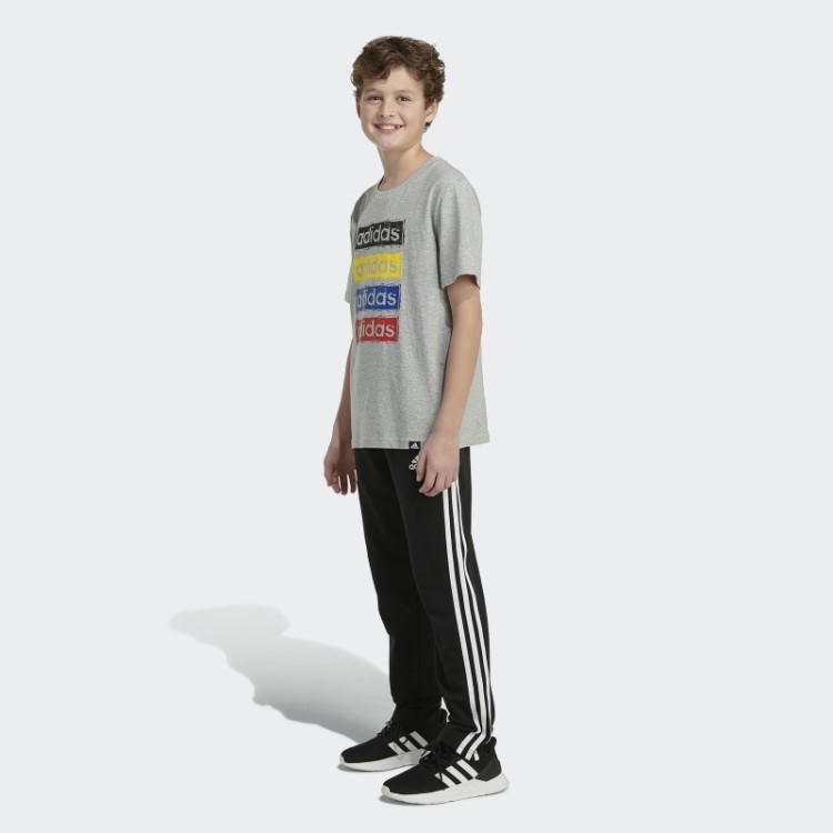 Camiseta Mesclada Linear Urze Cinza Médio Adidas