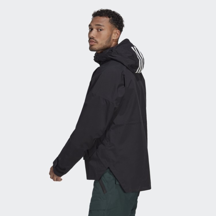 Anoraque De Neve Preto Adidas Terrex 2 Camadas Rain.rdy