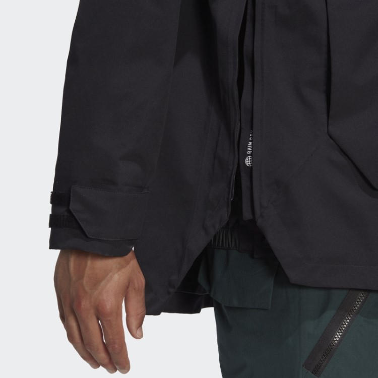 Anoraque De Neve Preto Adidas Terrex 2 Camadas Rain.rdy
