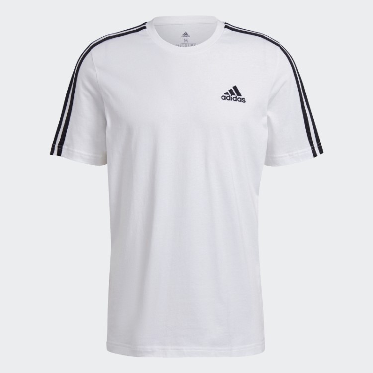 Elegante Camiseta Preta Com As Três Listras Adidas Essentials