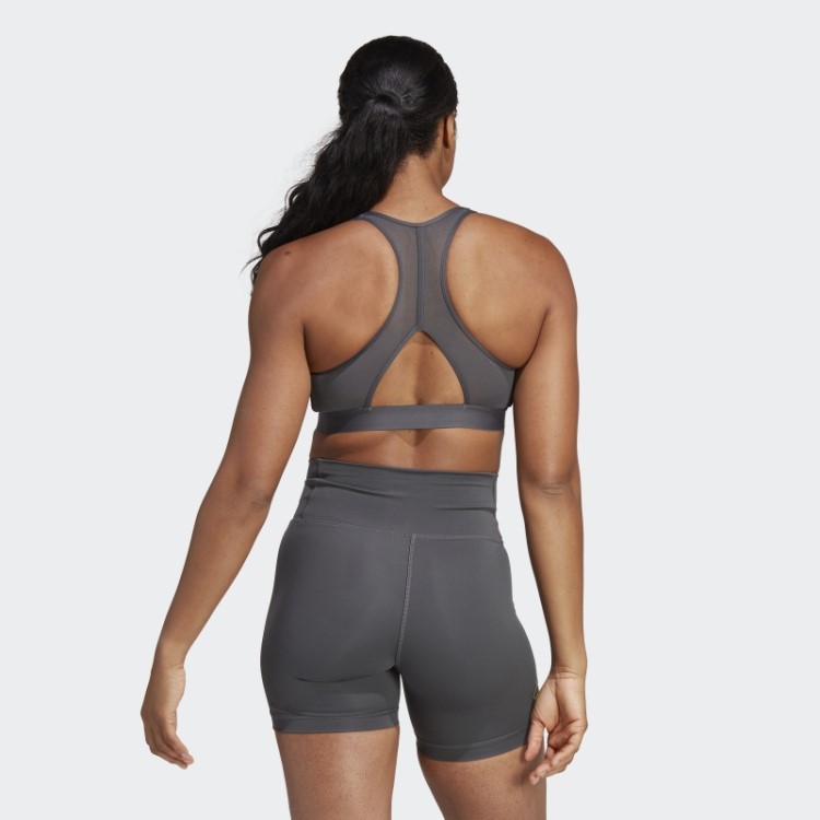 Sutiã De Suporte Médio Adidas Cinza Powerreact Hyperbright