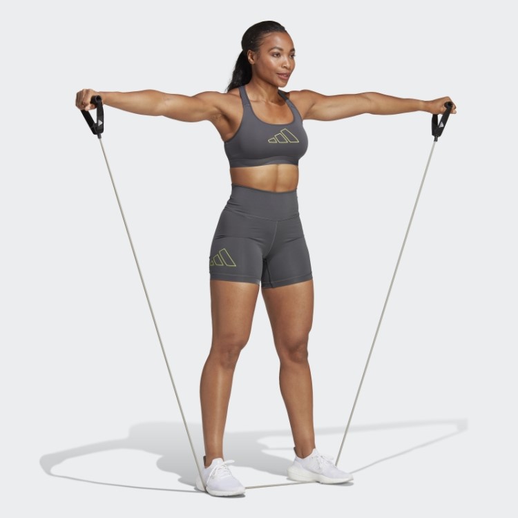 Sutiã De Suporte Médio Adidas Cinza Powerreact Hyperbright