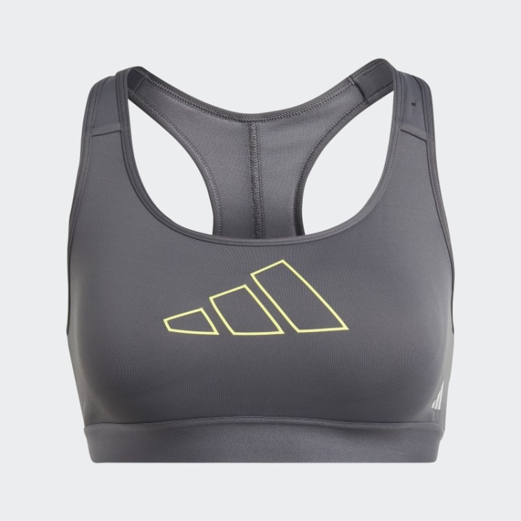 Sutiã De Suporte Médio Adidas Cinza Powerreact Hyperbright