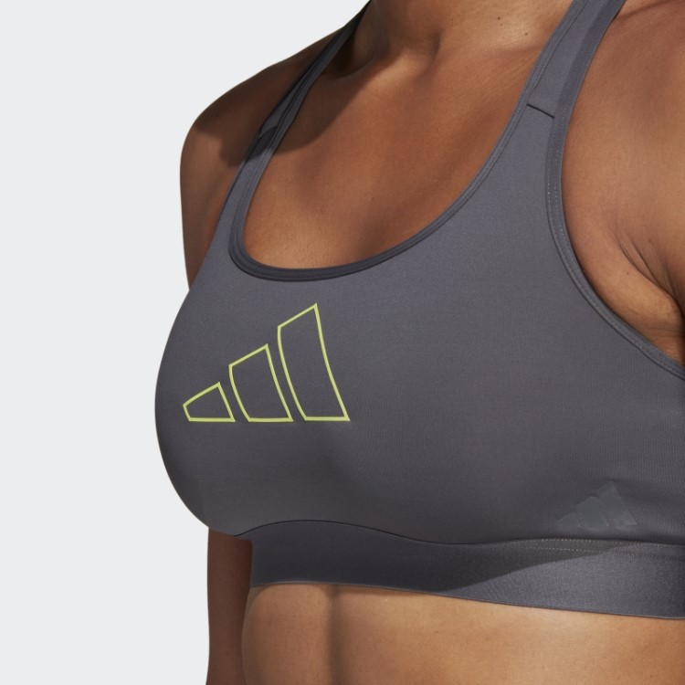 Sutiã De Suporte Médio Adidas Cinza Powerreact Hyperbright