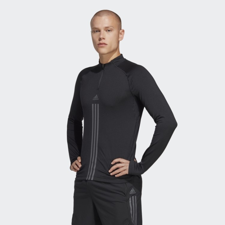 Blusa Manga Longa Adidas Alphastrength Preta Com Zíper 1/4