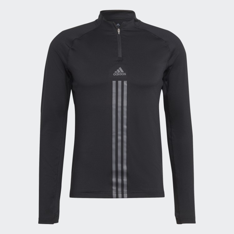 Blusa Manga Longa Adidas Alphastrength Preta Com Zíper 1/4