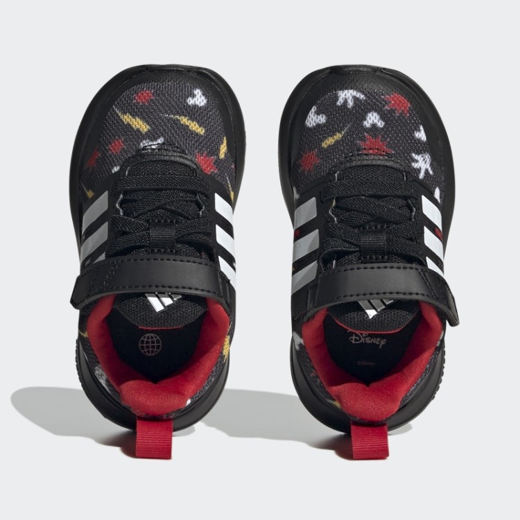 Sapatos Pretos Adidas X Disney Fortarun 2.0 Mickey Cloudfoam Elástico De Renda Com Tira Superior