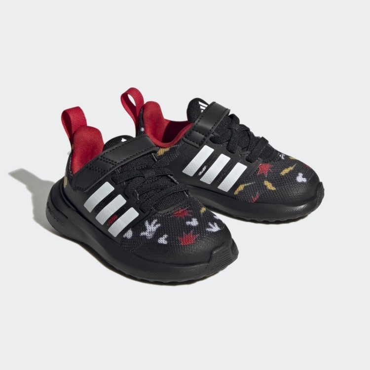 Sapatos Pretos Adidas X Disney Fortarun 2.0 Mickey Cloudfoam Elástico De Renda Com Tira Superior