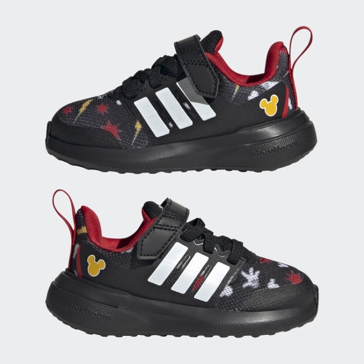 Sapatos Pretos Adidas X Disney Fortarun 2.0 Mickey Cloudfoam Elástico De Renda Com Tira Superior
