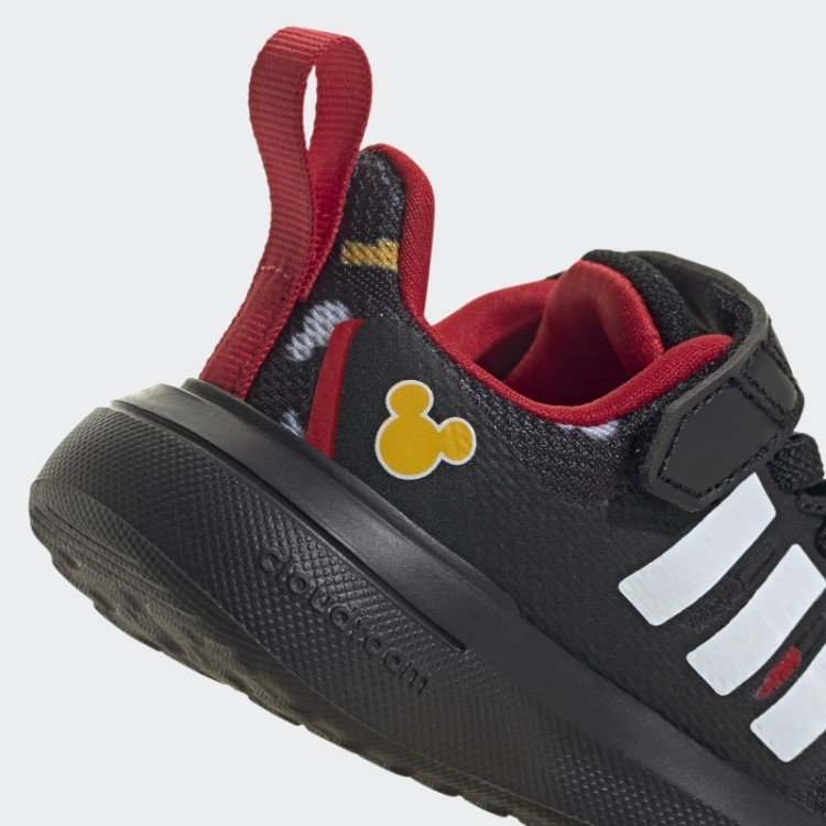 Sapatos Pretos Adidas X Disney Fortarun 2.0 Mickey Cloudfoam Elástico De Renda Com Tira Superior