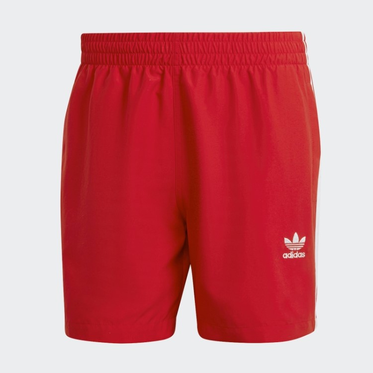 Calção De Banho Escarlate Originals Adicolor Com As 3 Riscas Adidas