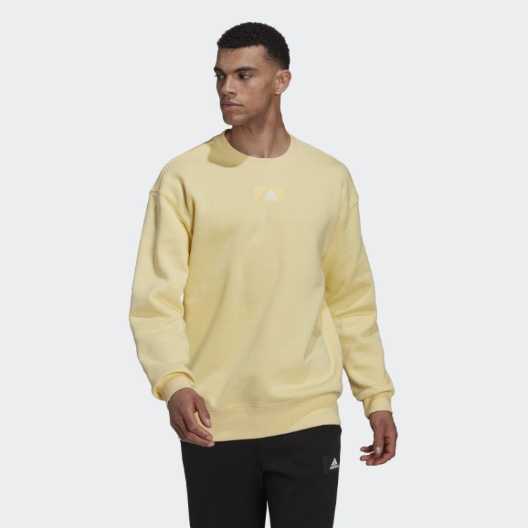 Essentials FeelVivid Moletom De Lã De Algodão Ombros Caídos Adidas Amarelo