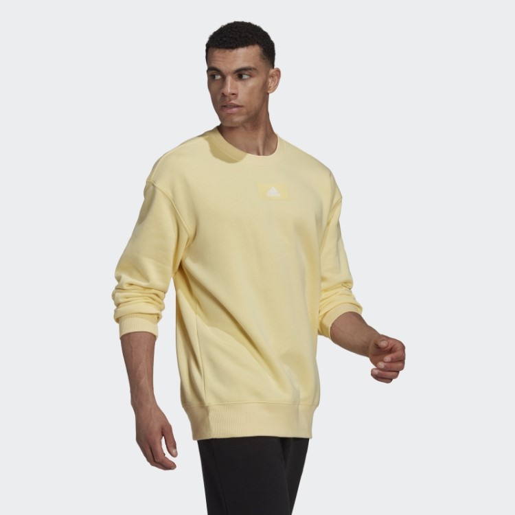 Essentials FeelVivid Moletom De Lã De Algodão Ombros Caídos Adidas Amarelo