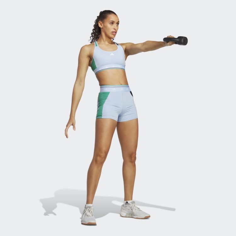 Leggings Curtas Adidas Techfit Colorblock 3 Polegadas Blue Dawn
