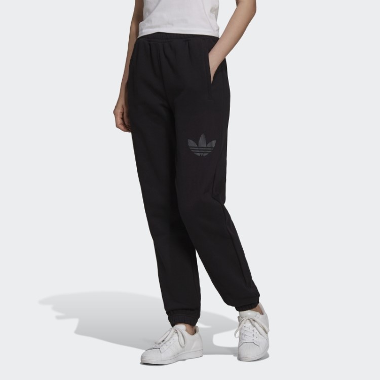 Calça De Moletom Com Punho E Estampa De Trevo Preto Adidas