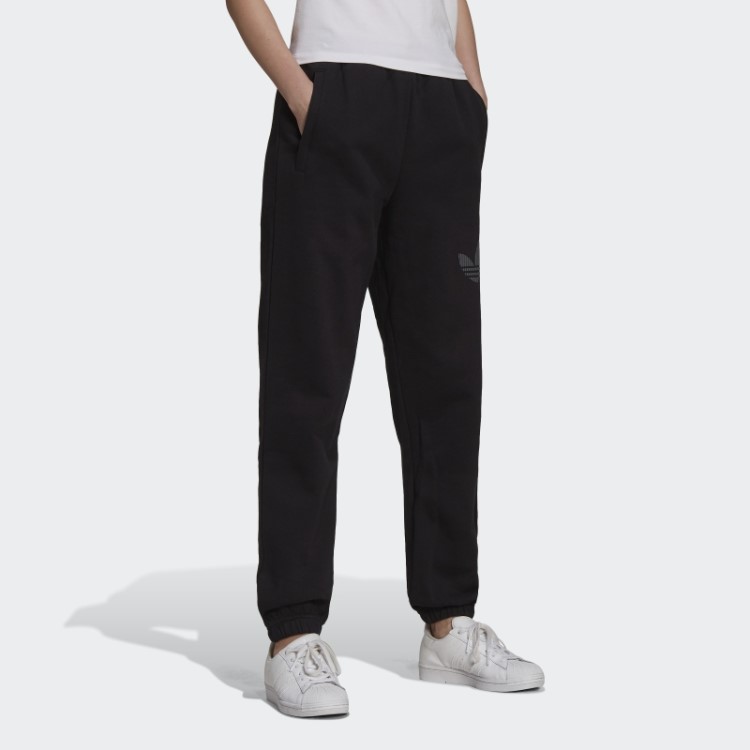Calça De Moletom Com Punho E Estampa De Trevo Preto Adidas