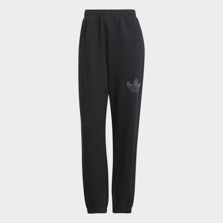 Calça De Moletom Com Punho E Estampa De Trevo Preto Adidas