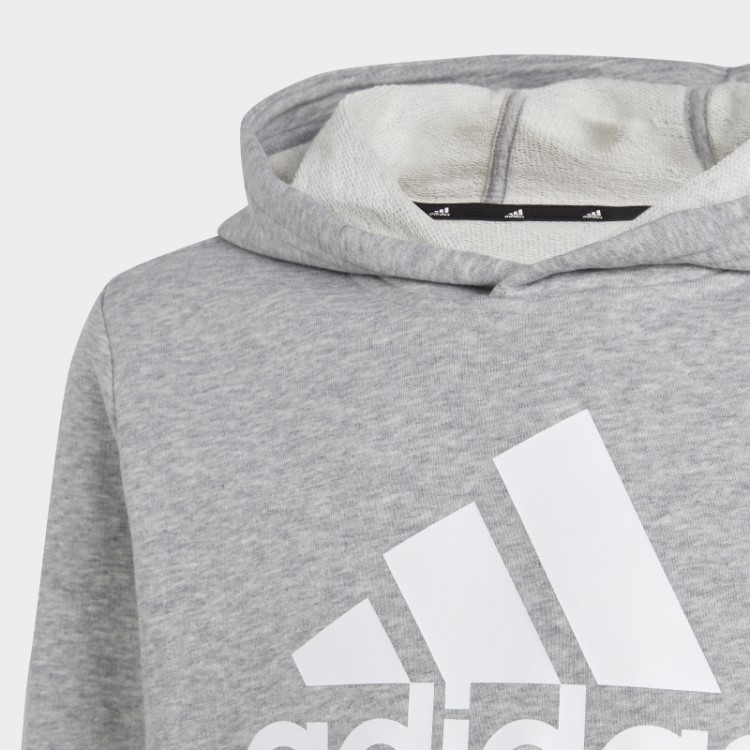 Adidas Moletom Com Capuz Cinza Médio Grande Logotipo Essencial De Algodão